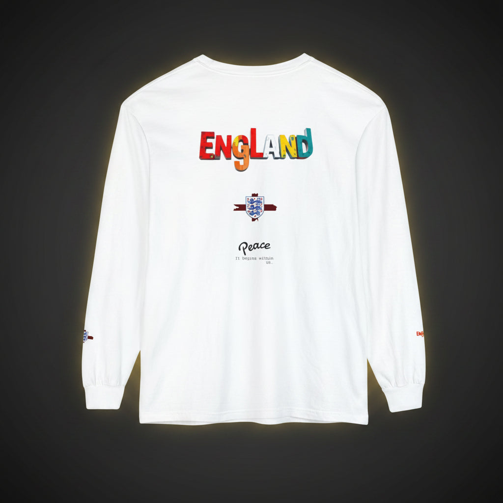 England Colorblock Long Sleeve T-Shirt — Peace message