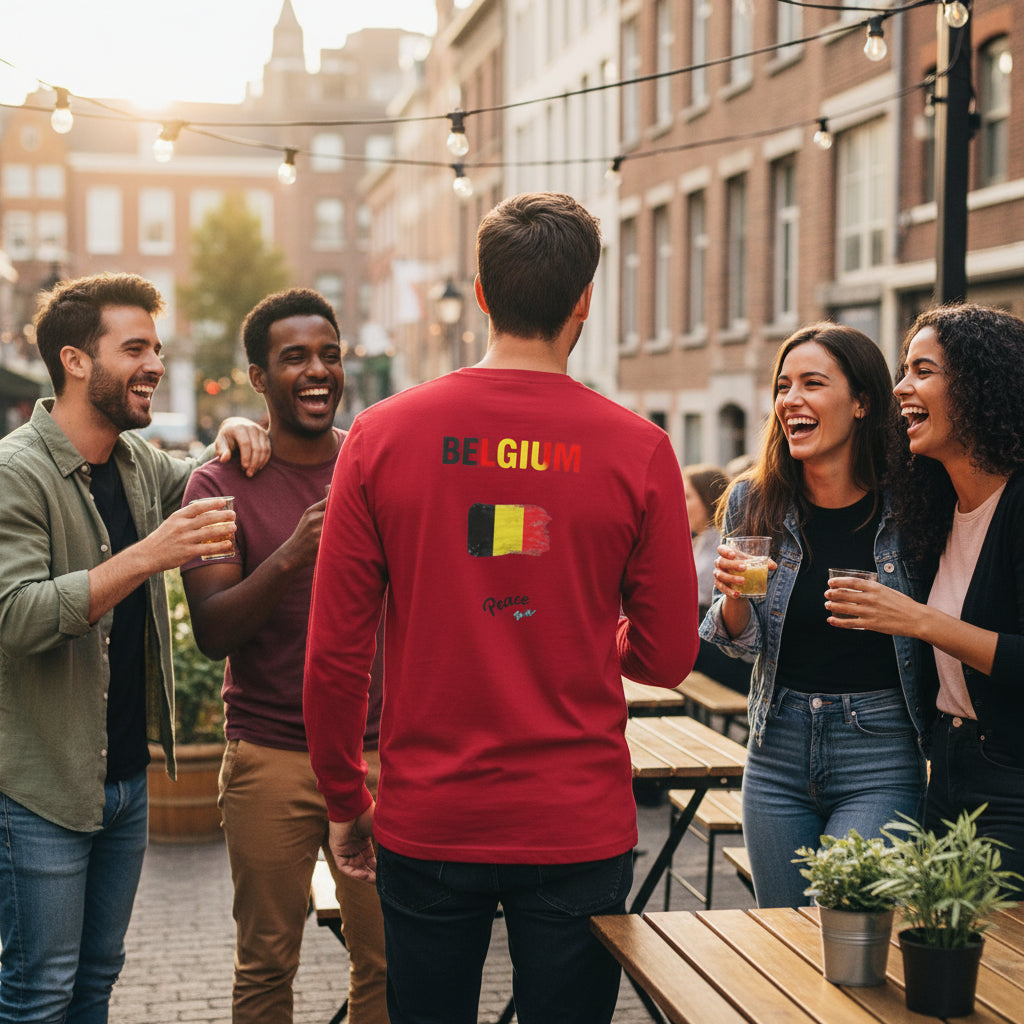 Belgium Flag Long Sleeve Tee -Peace