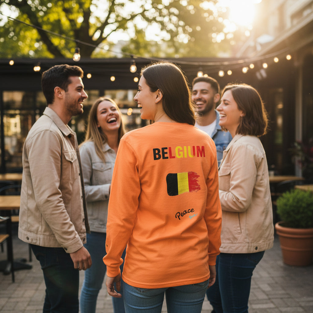 Belgium Flag Long Sleeve Tee -Peace