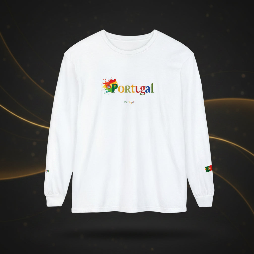 Portugal Flag Long Sleeve Tee — 'Peace' Graphic Travel Shirt