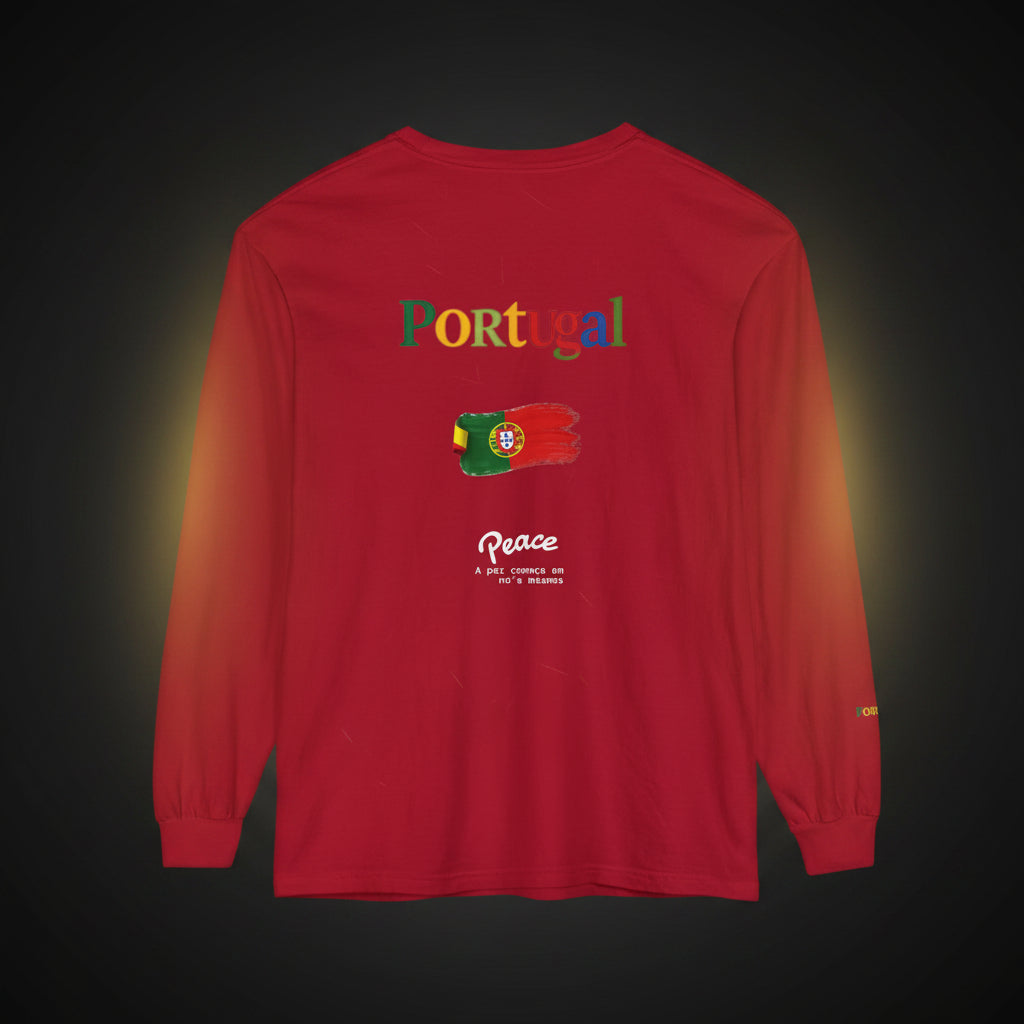 Portugal Flag Long Sleeve Tee — 'Peace' Graphic Travel Shirt