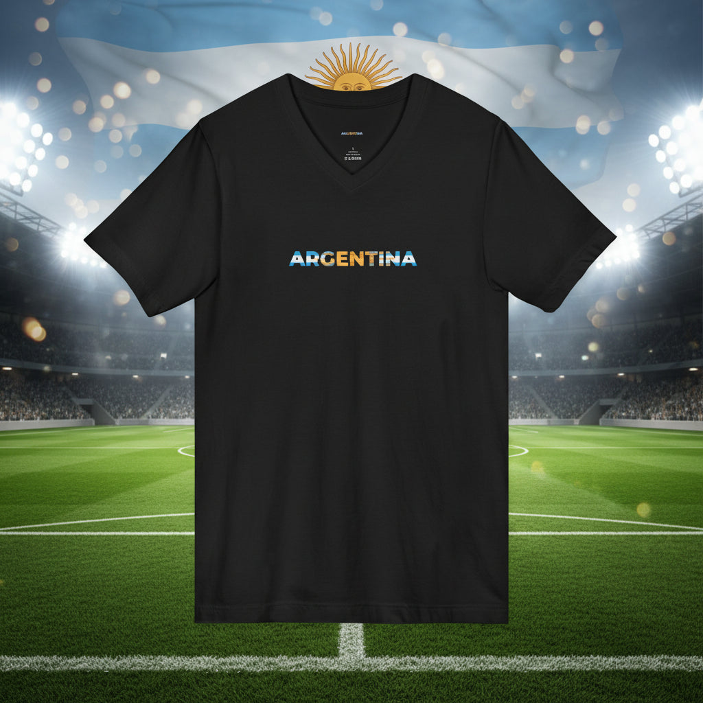 Argentina Soccer V-Neck Tee  100% cotton