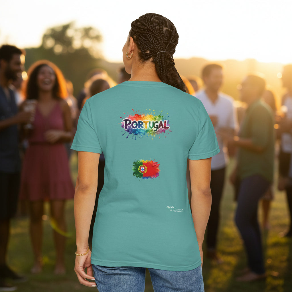 Portugal Watercolor T-Shirt — Rainbow Flag, Peace Portugal Tee