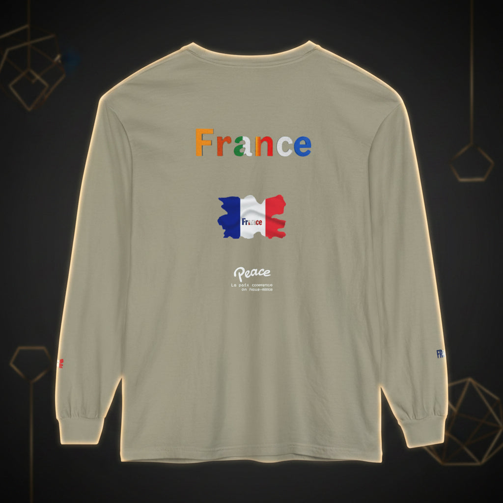 France Long Sleeve Tee -Peace message