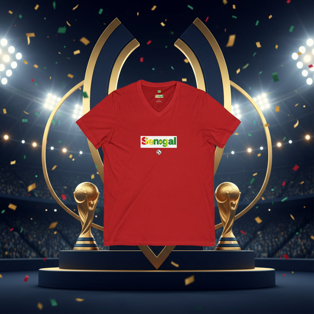 Senegal Soccer V-Neck Tee