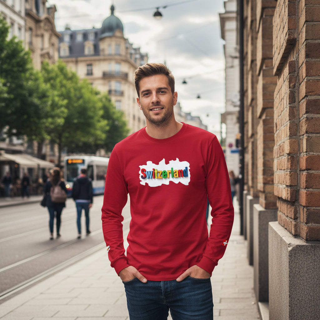 Switzerland Color Block Long Sleeve T-Shirt