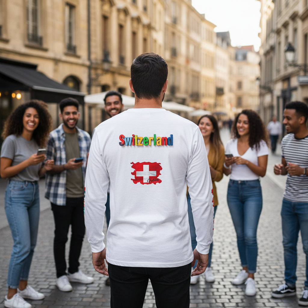 Switzerland Color Block Long Sleeve T-Shirt