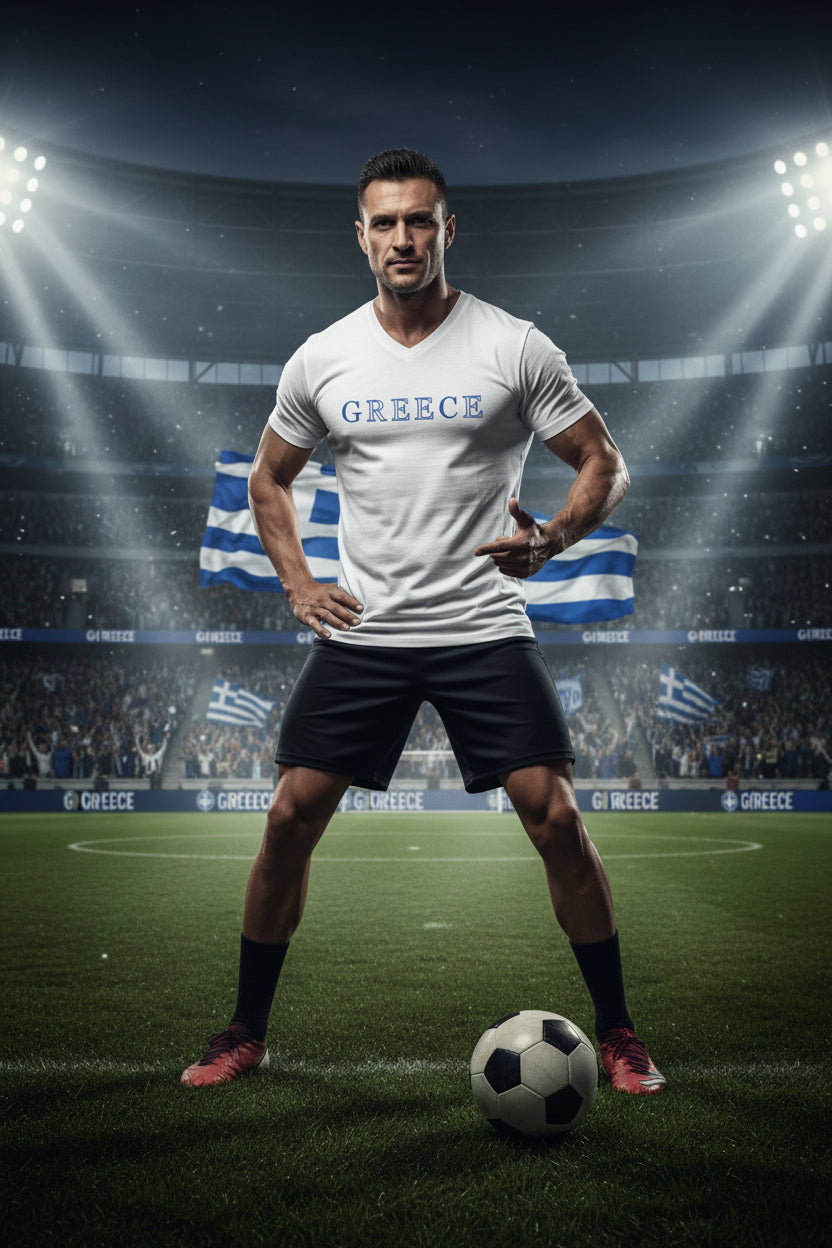 Greece World Cup 2026 Soccer V-Neck Tee
