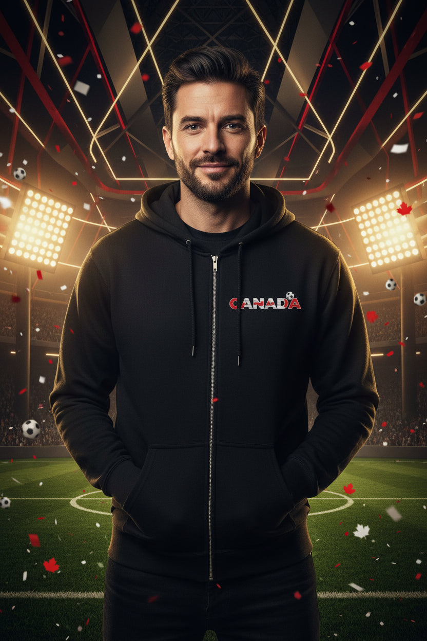 Canada Soccer Flag Zip Hoodie