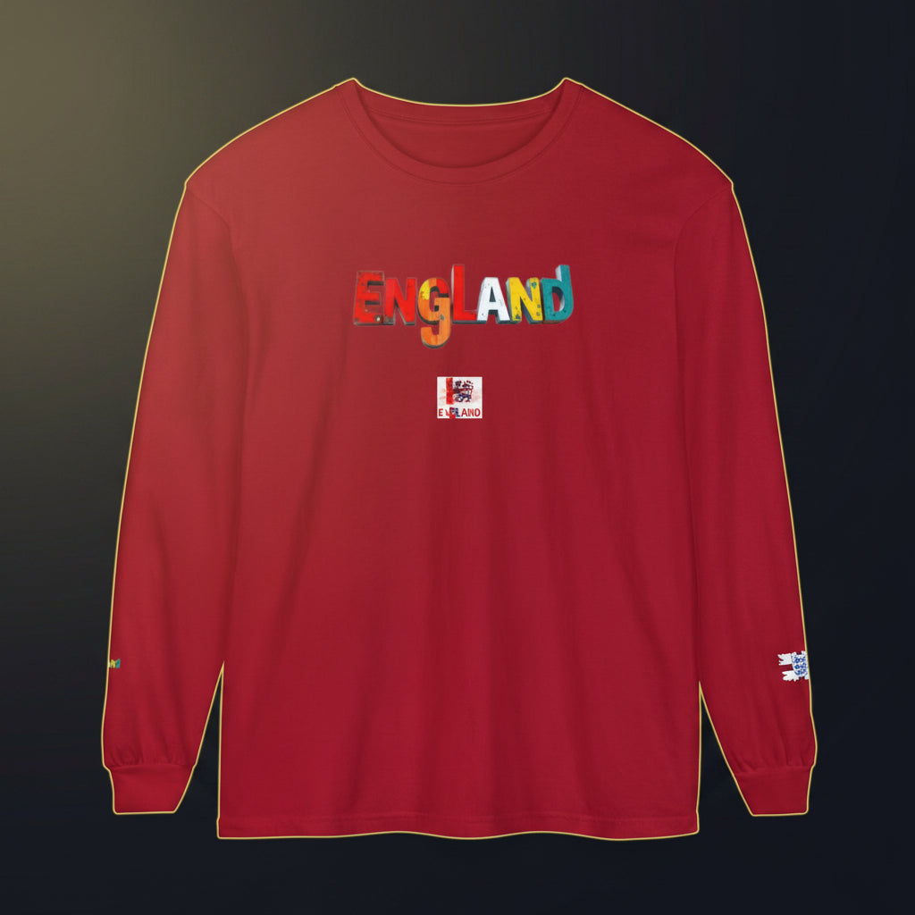 England Colorblock Long Sleeve T-Shirt — Peace message