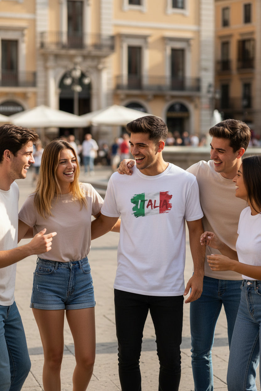 Italy Watercolor Flag T-Shirt — Rainbow ITALY Graphic Tee