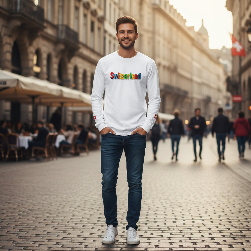 Switzerland Color Block Long Sleeve T-Shirt