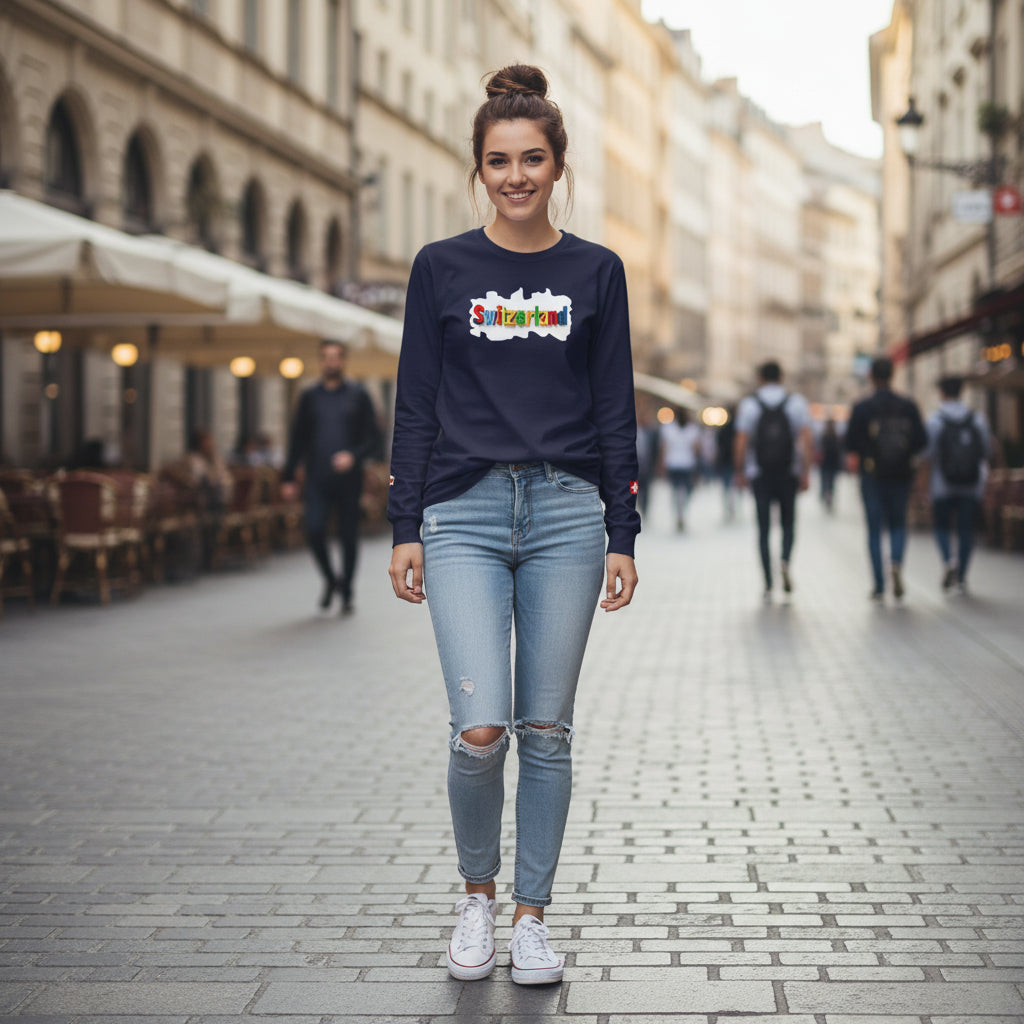 Switzerland Color Block Long Sleeve T-Shirt