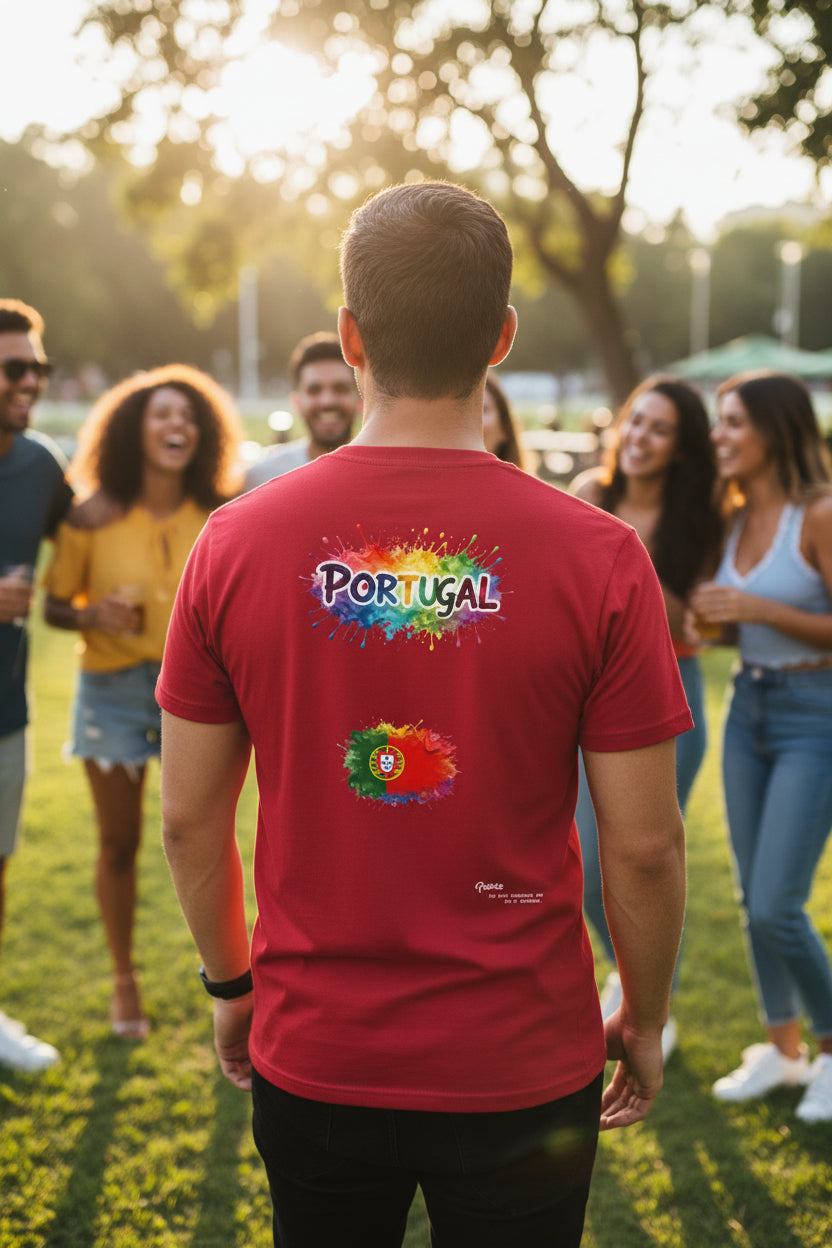 Portugal Watercolor T-Shirt — Rainbow Flag, Peace Portugal Tee