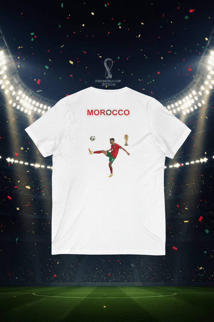 Morocco Soccer V-Neck Tee