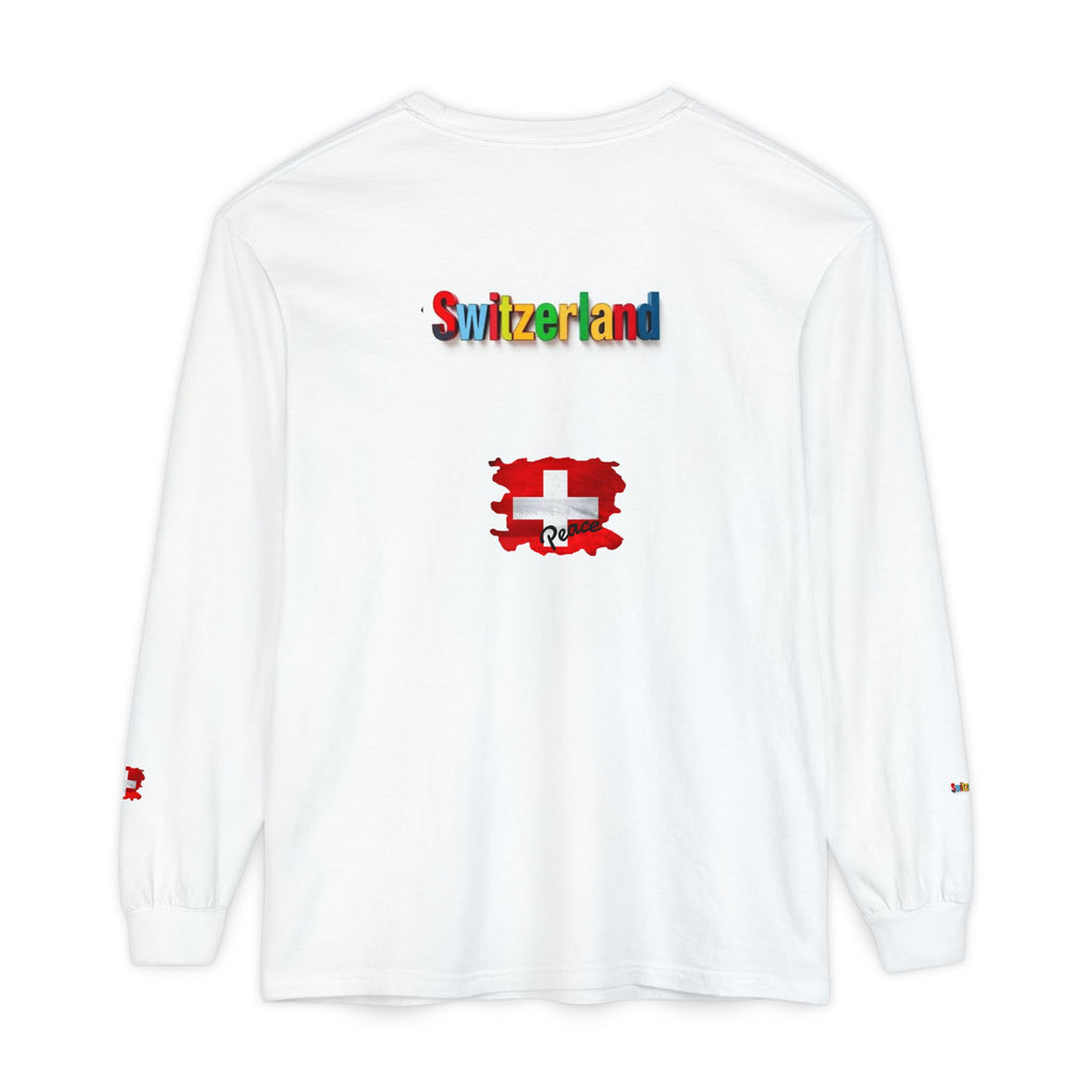 Switzerland Color Block Long Sleeve T-Shirt — Swiss Flag Graphic