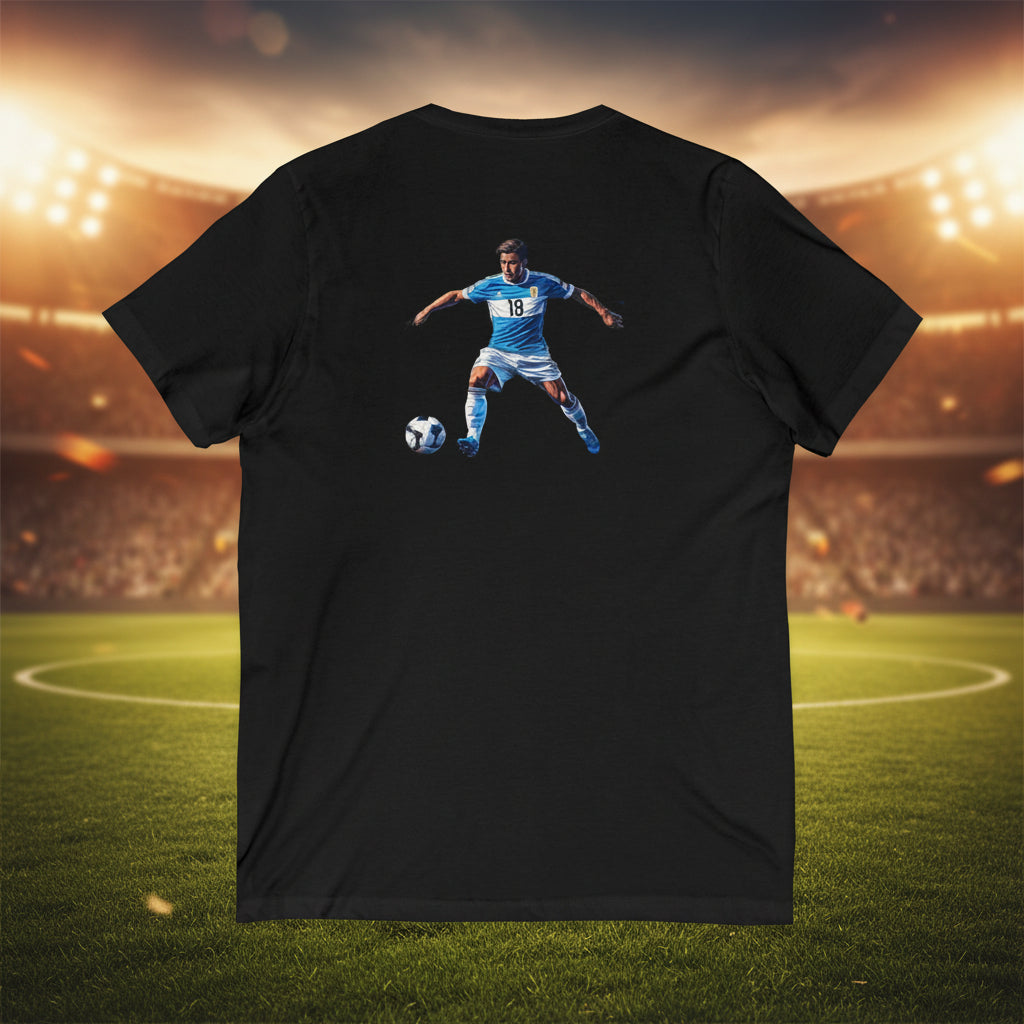 Argentina Soccer V-Neck Tee  100% cotton