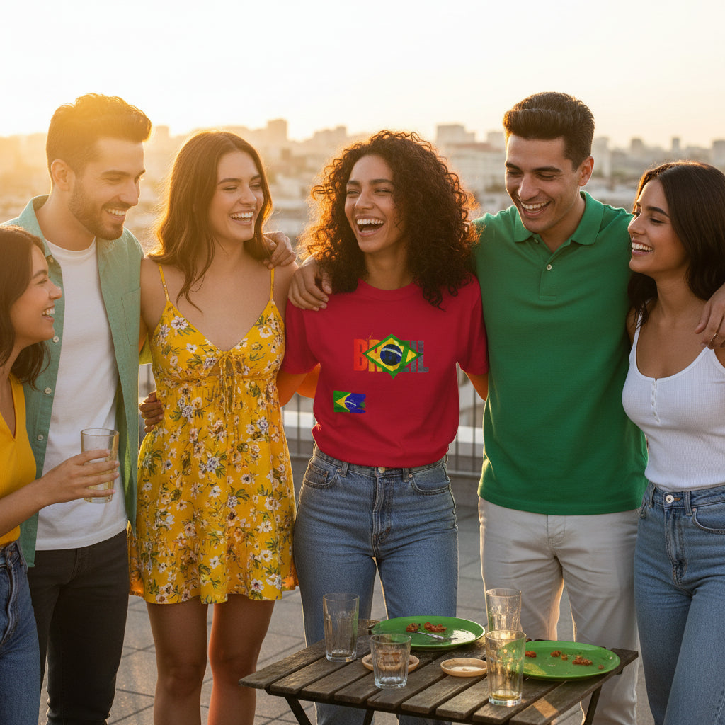 Brazil T-Shirt — Watercolor Flag Design with "Peace"
