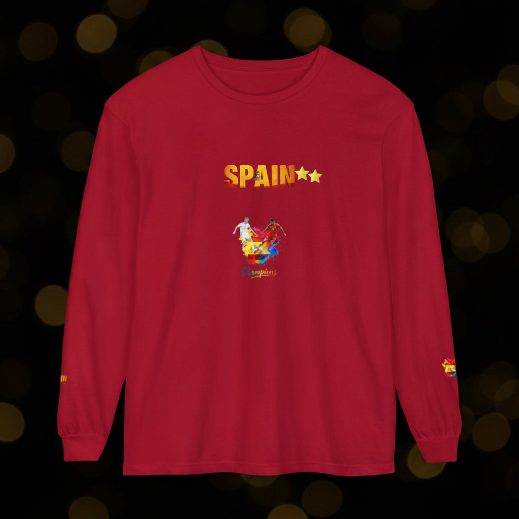 Spain Champions Long Sleeve Tee — World Cup Victory Soccer Fan Shirt