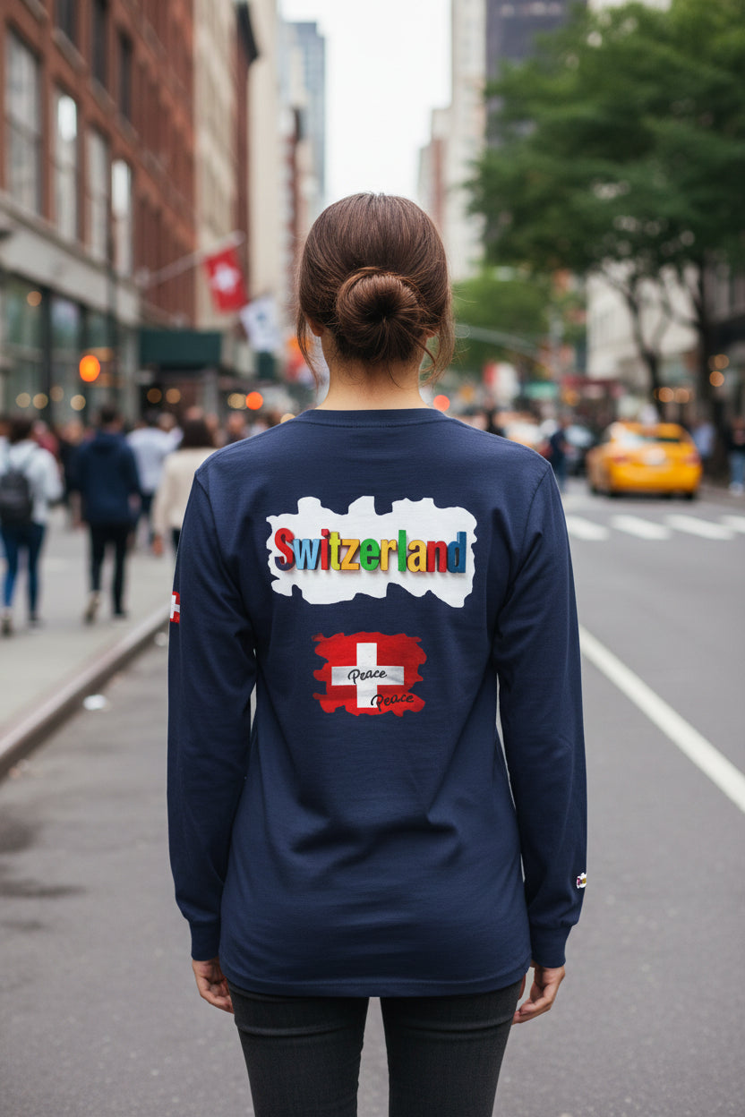 Switzerland Color Block Long Sleeve T-Shirt