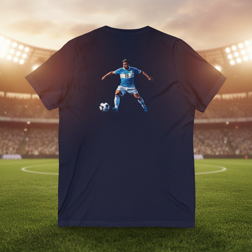 Argentina Soccer V-Neck Tee  100% cotton