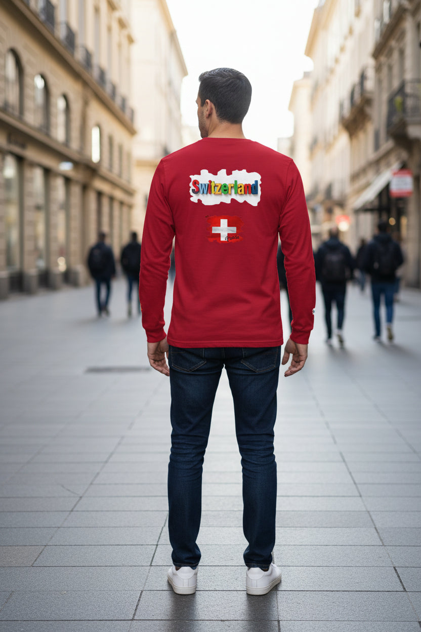Switzerland Color Block Long Sleeve T-Shirt