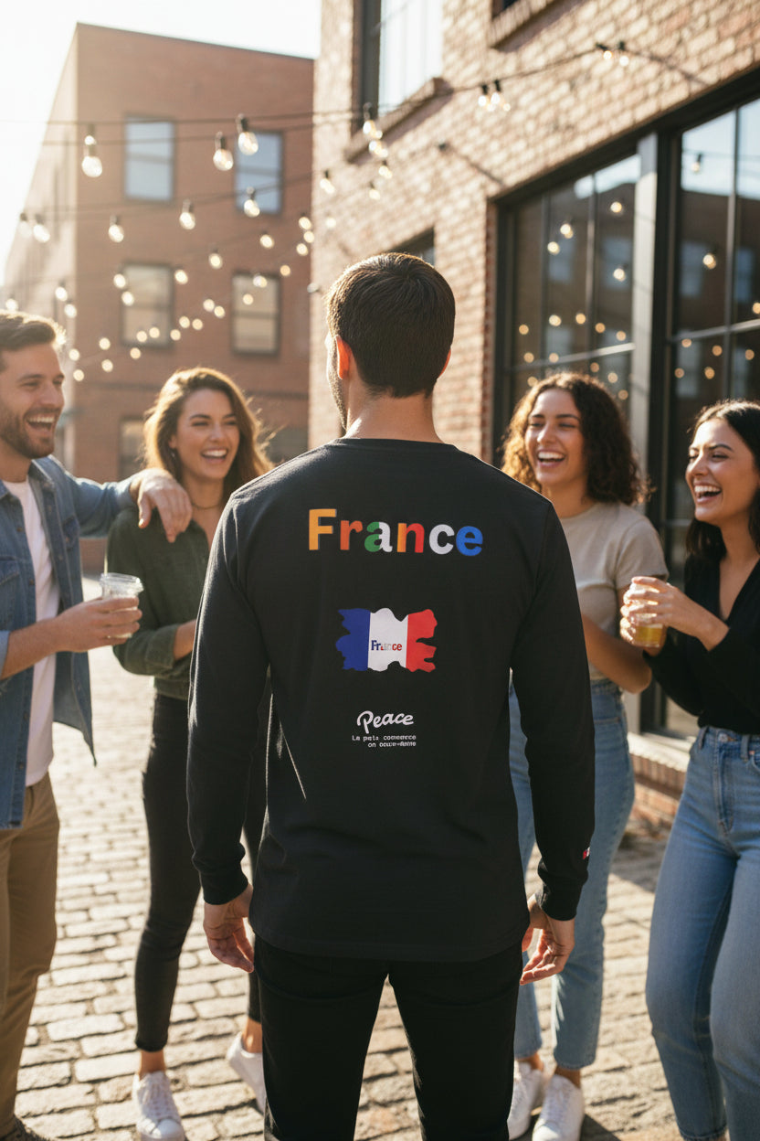France Long Sleeve Tee -Peace message