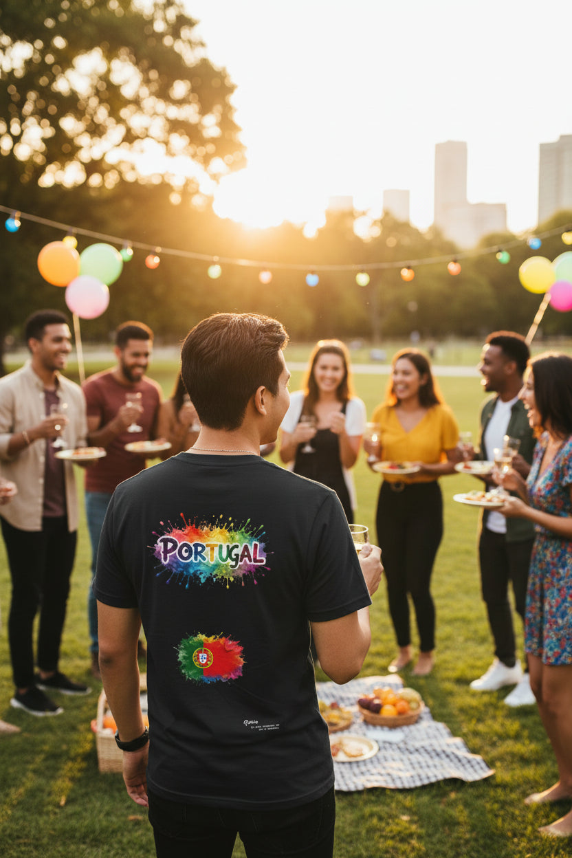 Portugal Watercolor T-Shirt — Rainbow Flag, Peace Portugal Tee