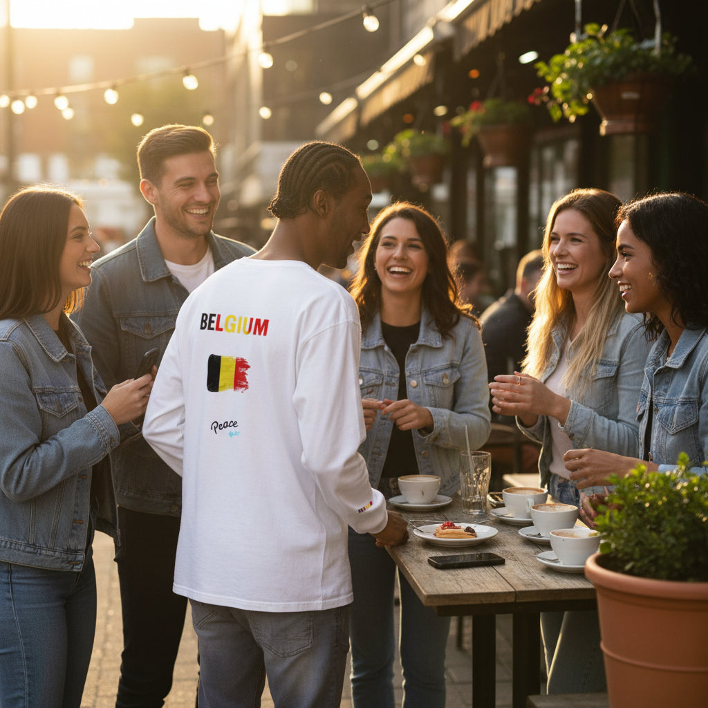 Belgium Flag Long Sleeve Tee -Peace