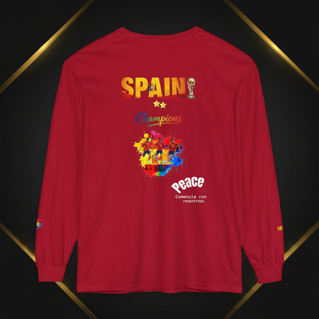 Spain Champions Long Sleeve Tee — World Cup Victory Soccer Fan Shirt