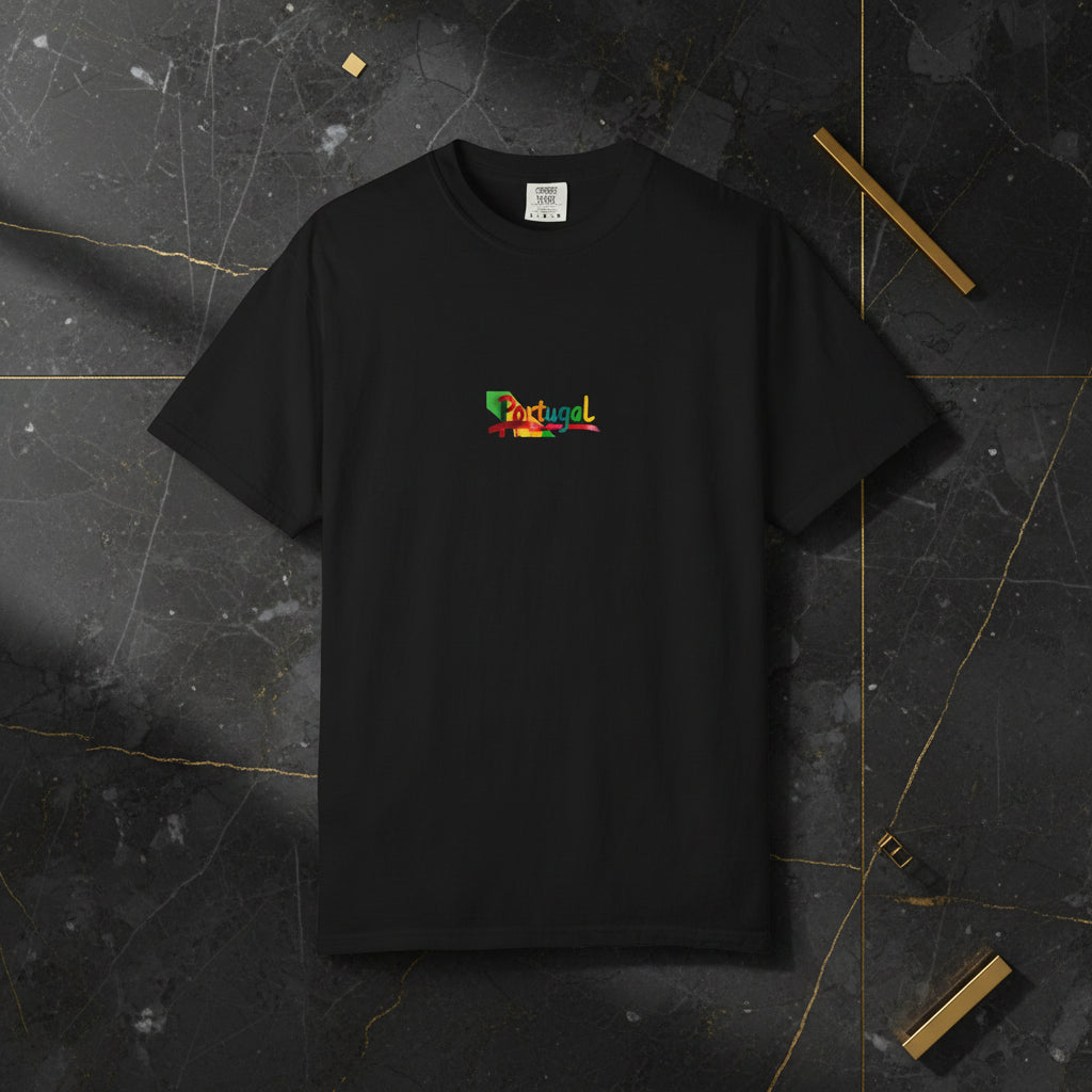Portugal Watercolor Flag T‑Shirt — 'Portugal' Text & Peace Design
