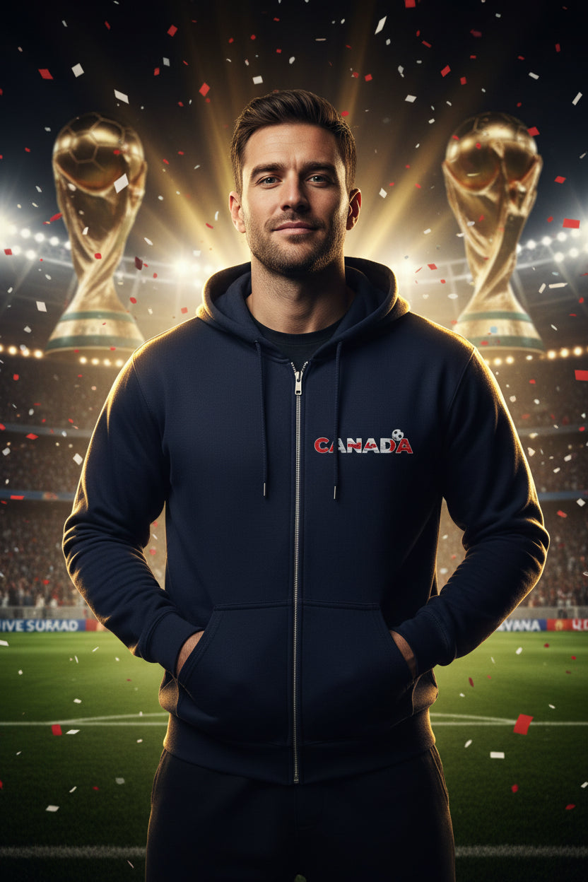 Canada Soccer Flag Zip Hoodie