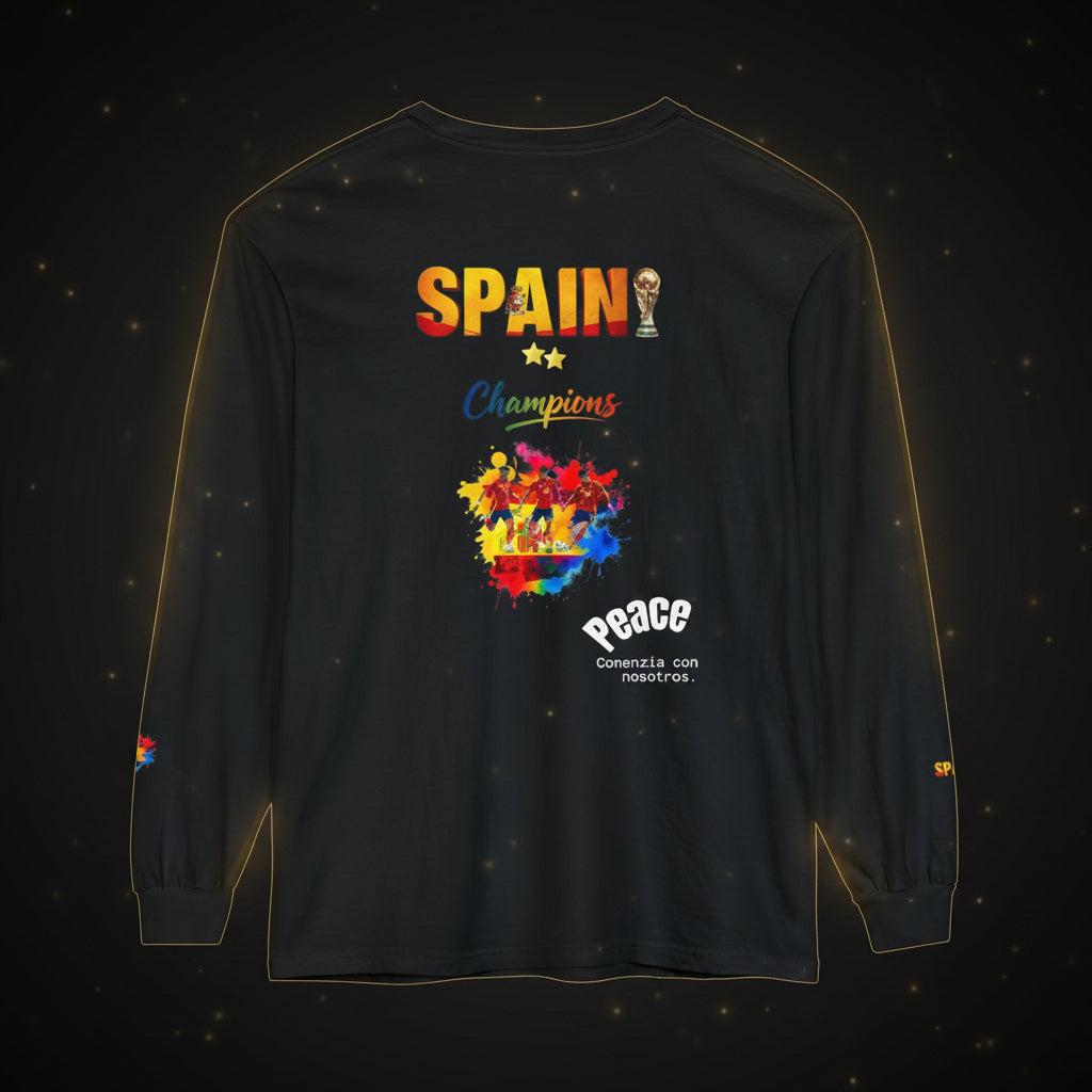 Spain Champions Long Sleeve Tee — World Cup Victory Soccer Fan Shirt
