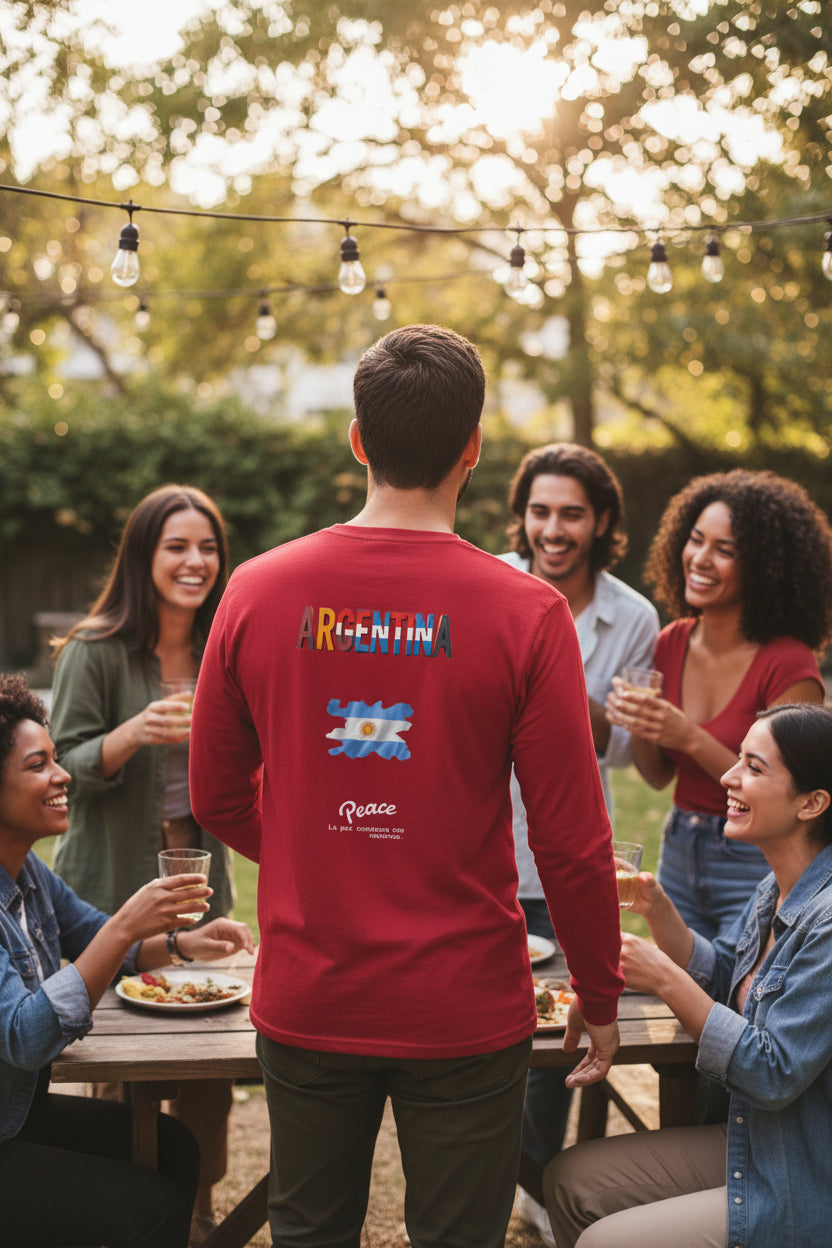 Argentina Flag Long Sleeve Tee- Peace