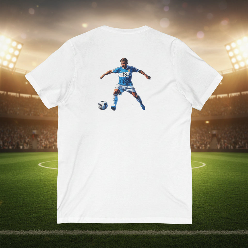 Argentina Soccer V-Neck Tee  100% cotton