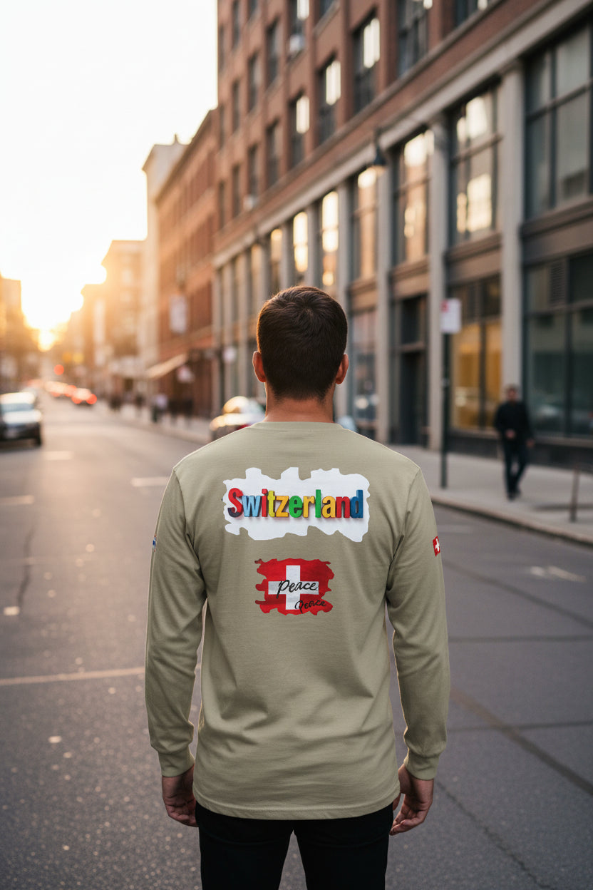 Switzerland Color Block Long Sleeve T-Shirt