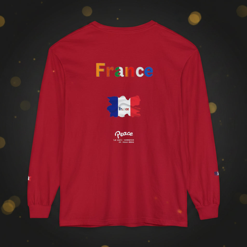 France Long Sleeve Tee -Peace message