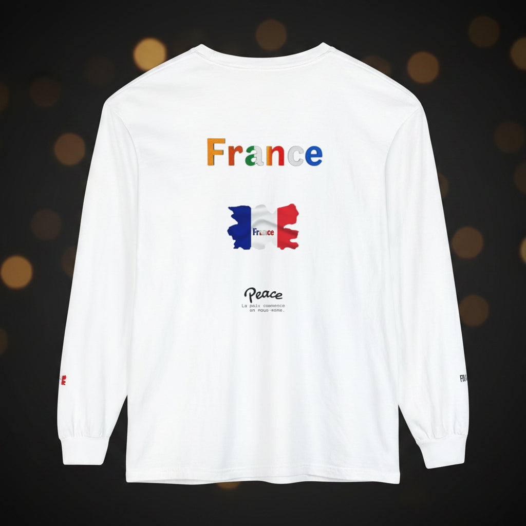 France Long Sleeve Tee -Peace message