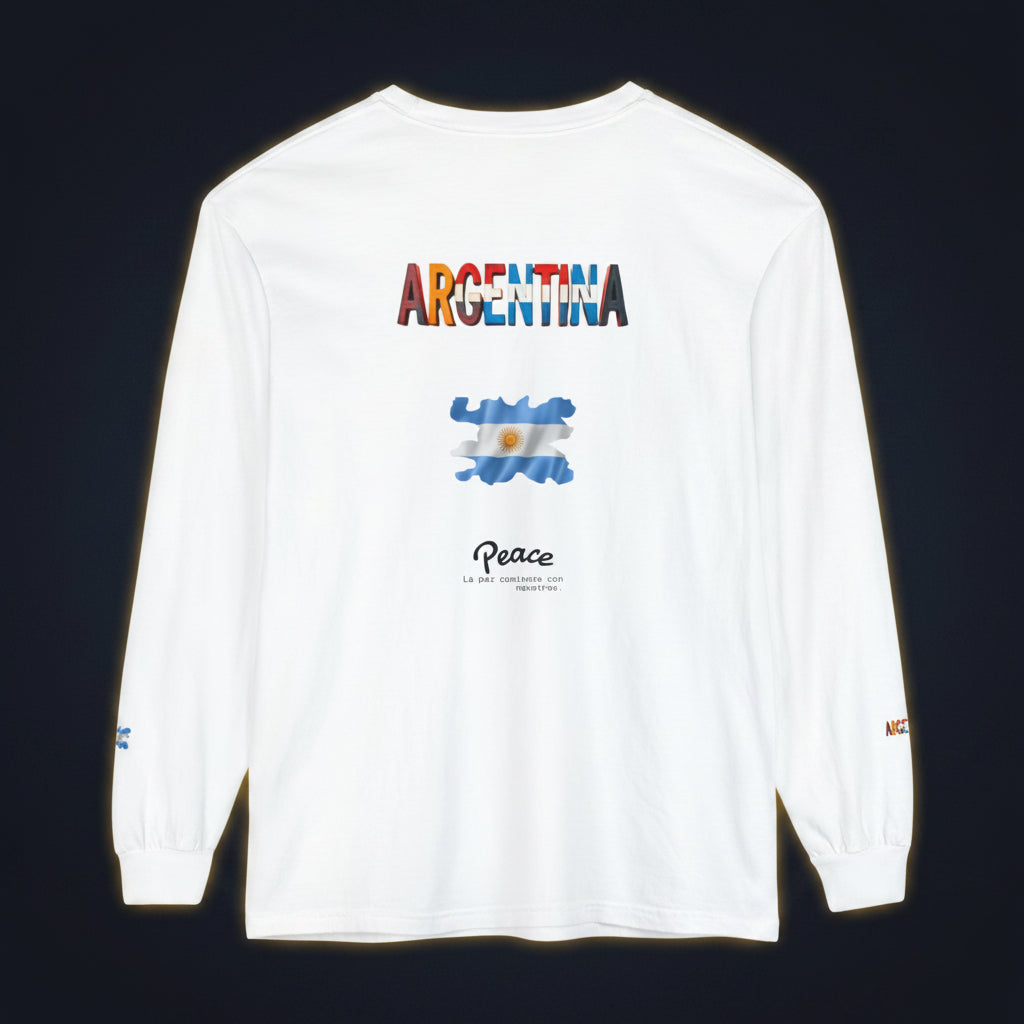 Argentina Flag Long Sleeve Tee- Peace