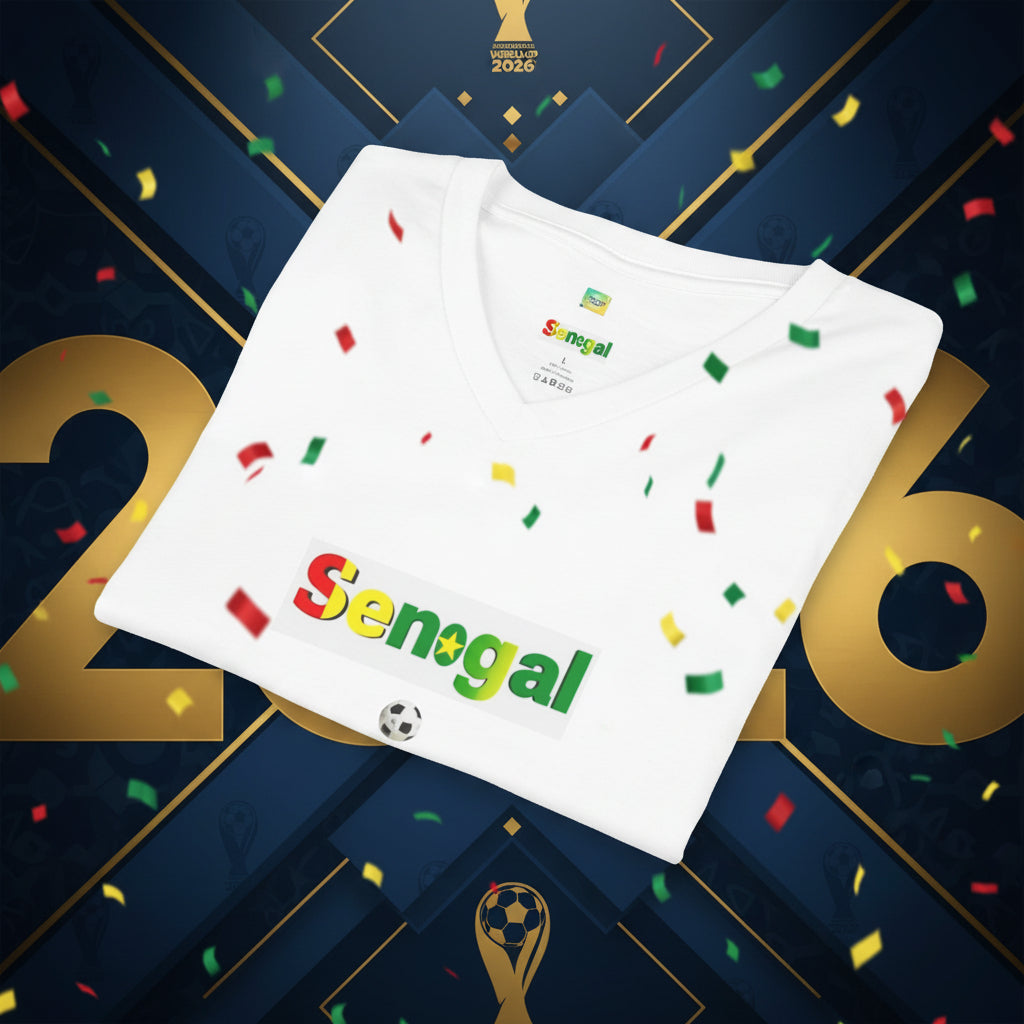 Senegal Soccer V-Neck Tee