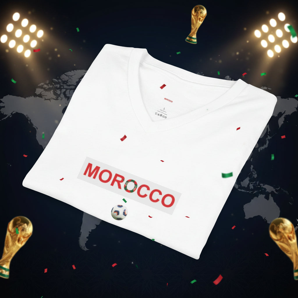 Morocco Soccer V-Neck Tee