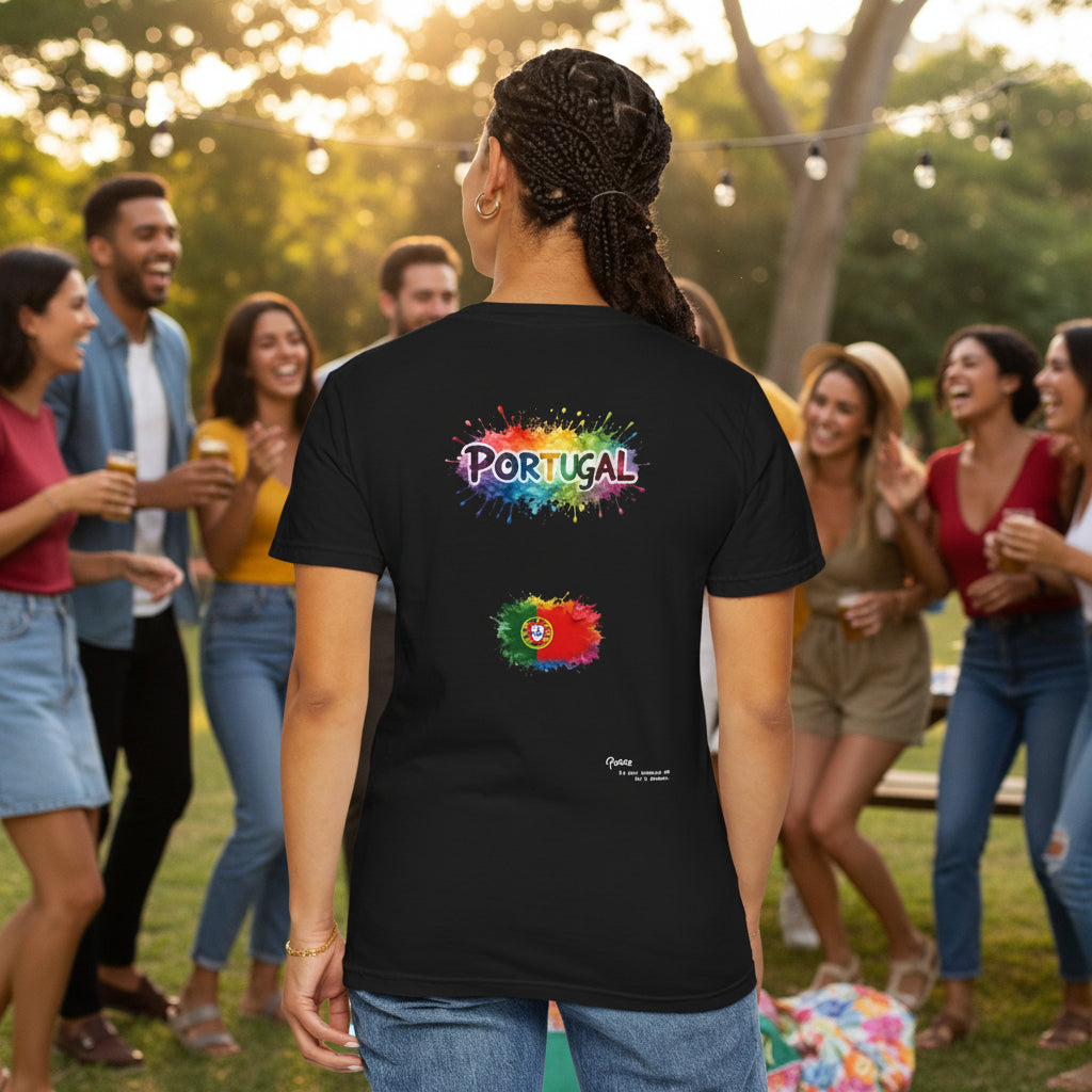 Portugal Watercolor T-Shirt — Rainbow Flag, Peace Portugal Tee