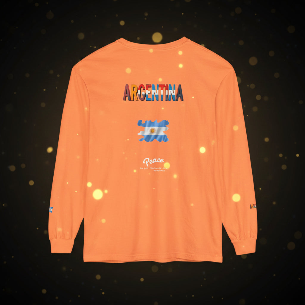 Argentina Flag Long Sleeve Tee- Peace