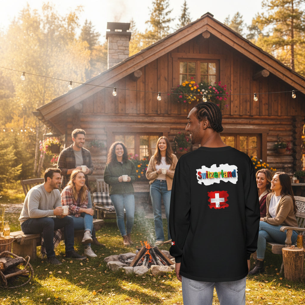 Switzerland Color Block Long Sleeve T-Shirt