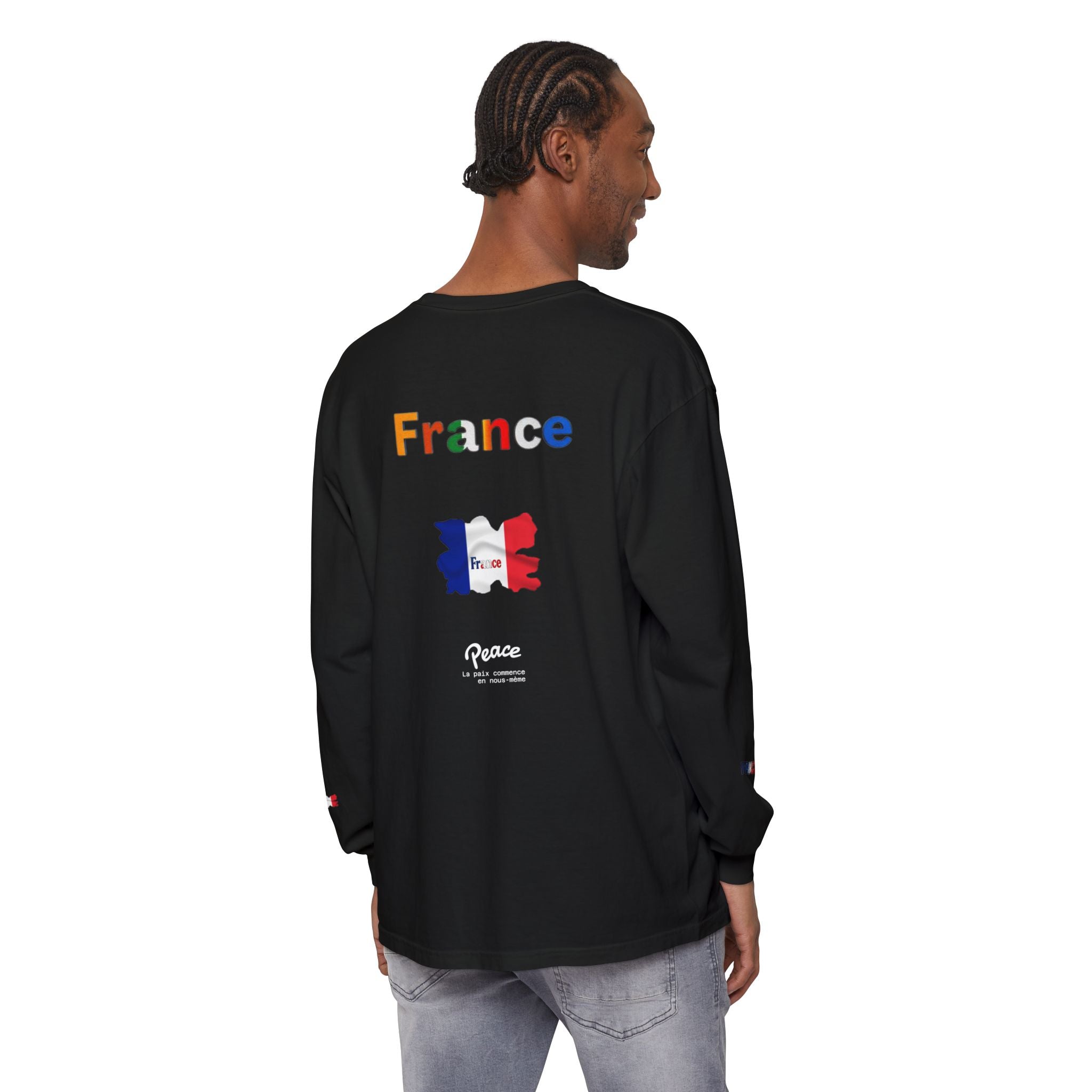 France Long Sleeve Tee -Peace message