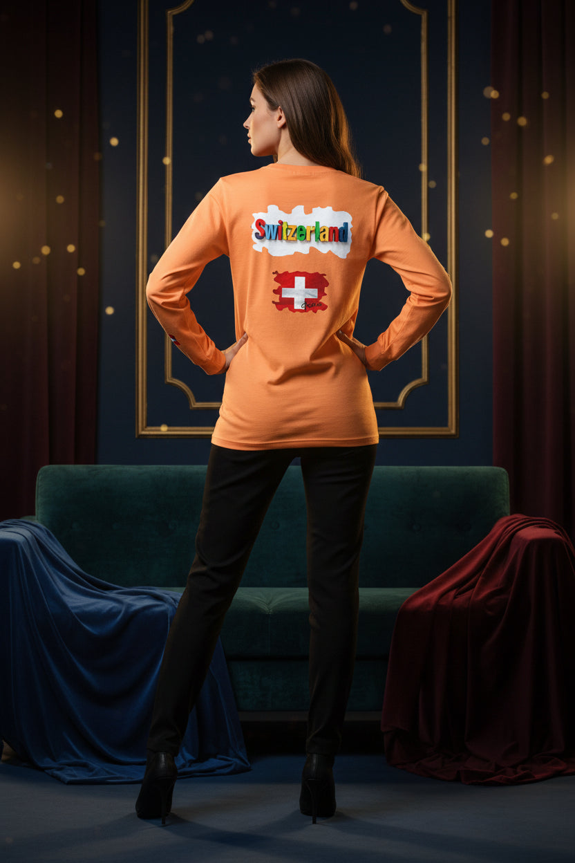 Switzerland Color Block Long Sleeve T-Shirt