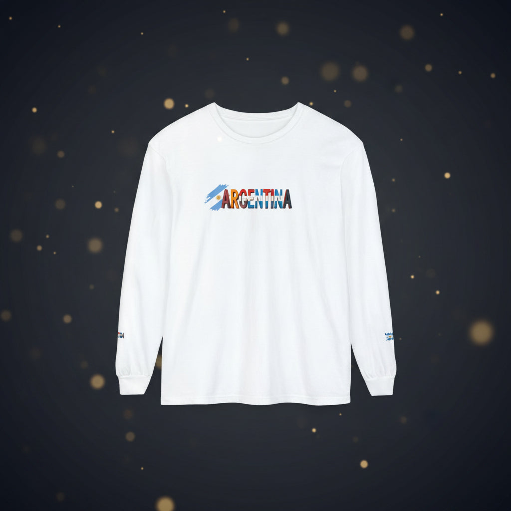 Argentina Flag Long Sleeve Tee- Peace