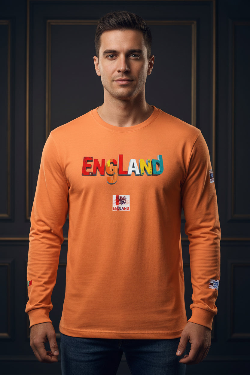 England Colorblock Long Sleeve T-Shirt — Peace message