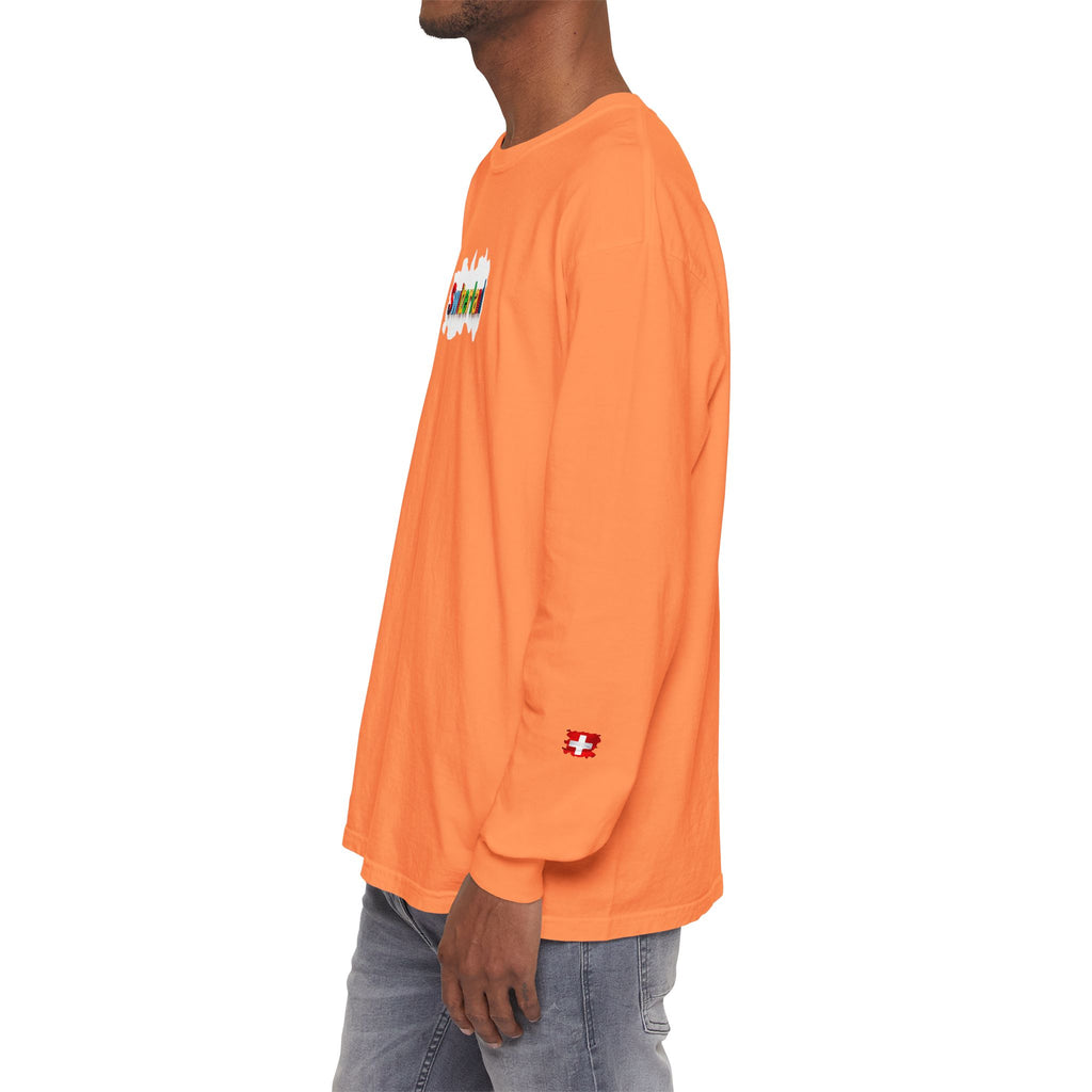 Switzerland Color Block Long Sleeve T-Shirt — Swiss Flag Graphic