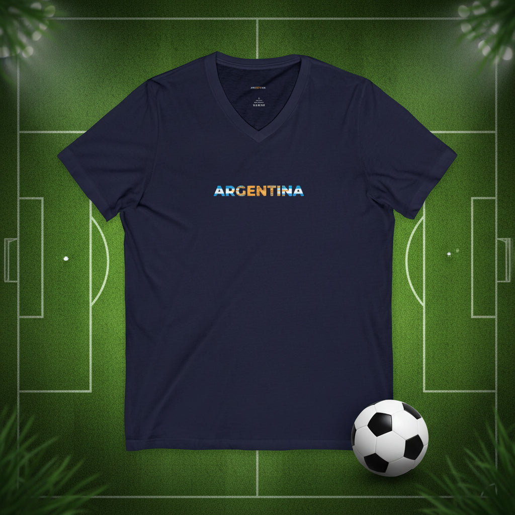 Argentina Soccer V-Neck Tee  100% cotton